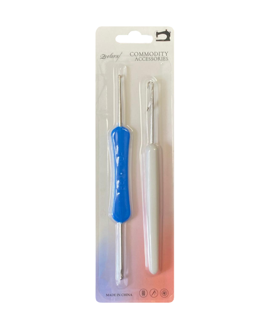 Metal Crochet Knitting Needle Hook With Plastic Handle Pack Of 2 Assorted Colours