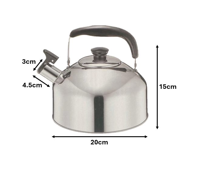 Stainless Steel Metal Whistling Camping Kettle 2.5L