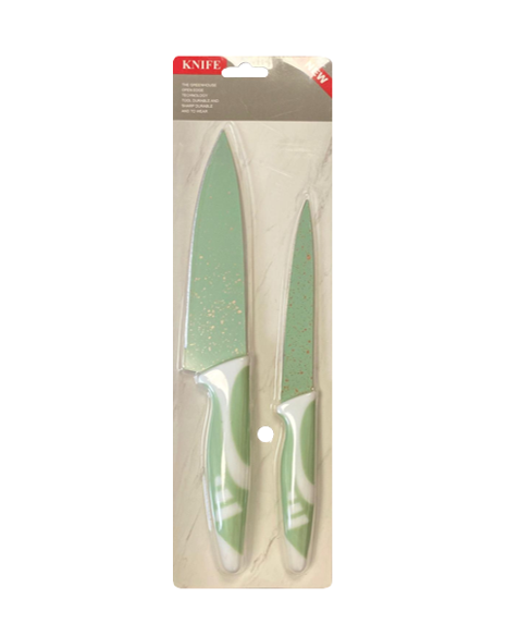 Kitchen Knife With Plastic Handle Set Of 2 Assorted Colours