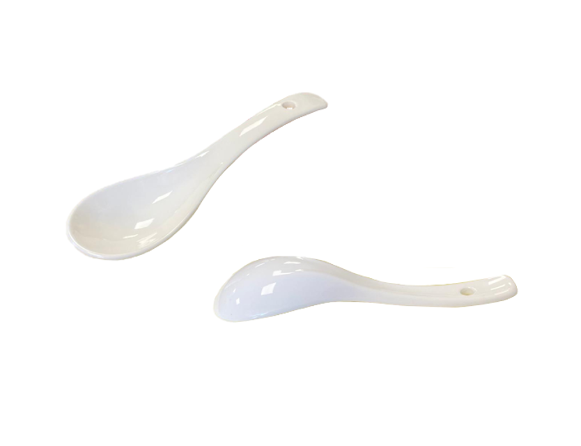 White Ceramic Asian Style Soup Spoon 14Cm (Parcel Plus Rate)