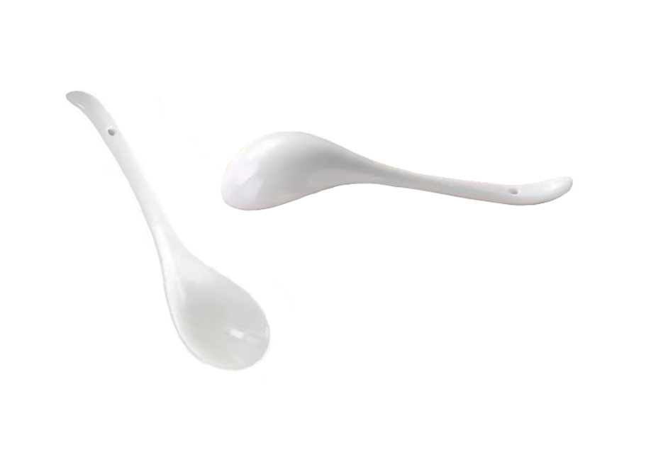 White Large Ceramic Asian Style Soup Serving Ladle Spoon 23Cm (Parcel Plus Rate)