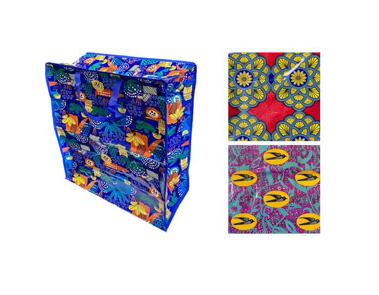 Large Plastic Shopping Laundry Bag With Printed Design 50 X 55 X 25Cm Assorted Designs