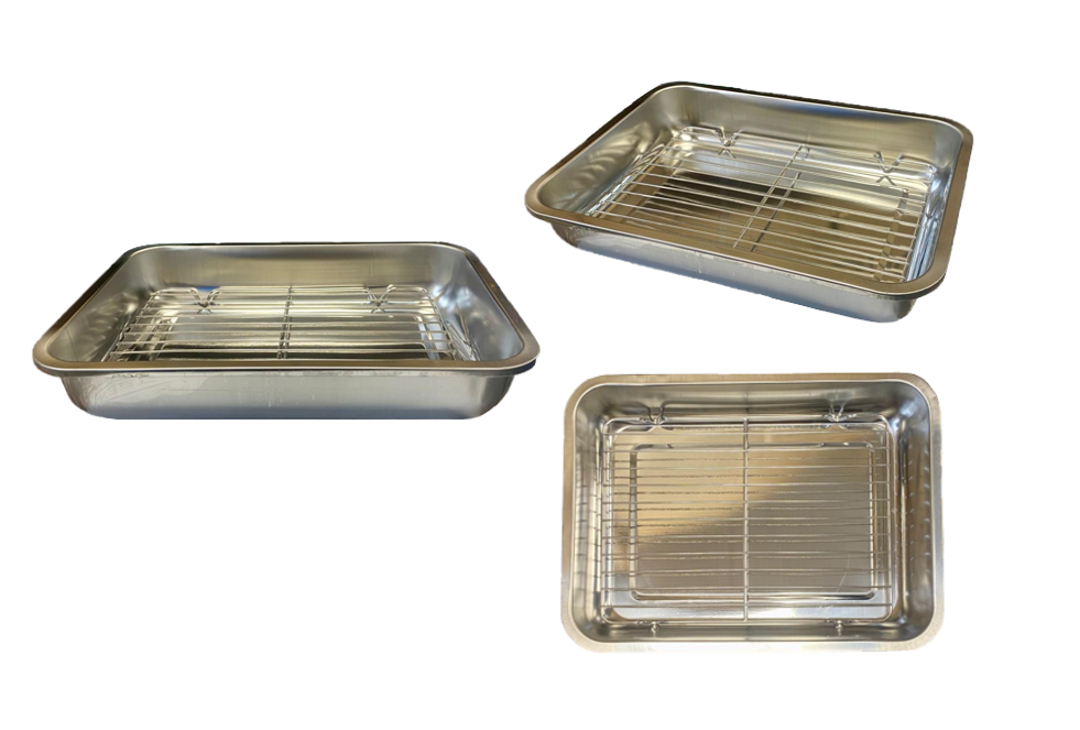 Metal Roasting Lasagne Tray Pan With Grill Rack 39 X 29 X 7Cm