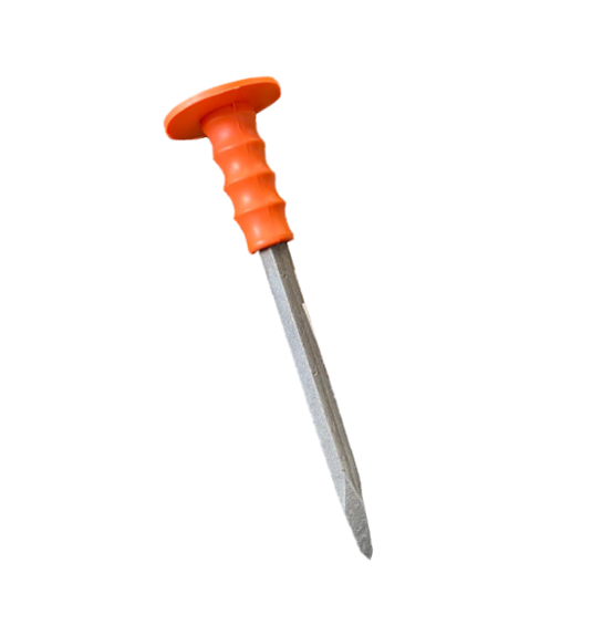 Large Manual Cross Cut Tip Chisel With Rubber Grip 18 X 300Mm