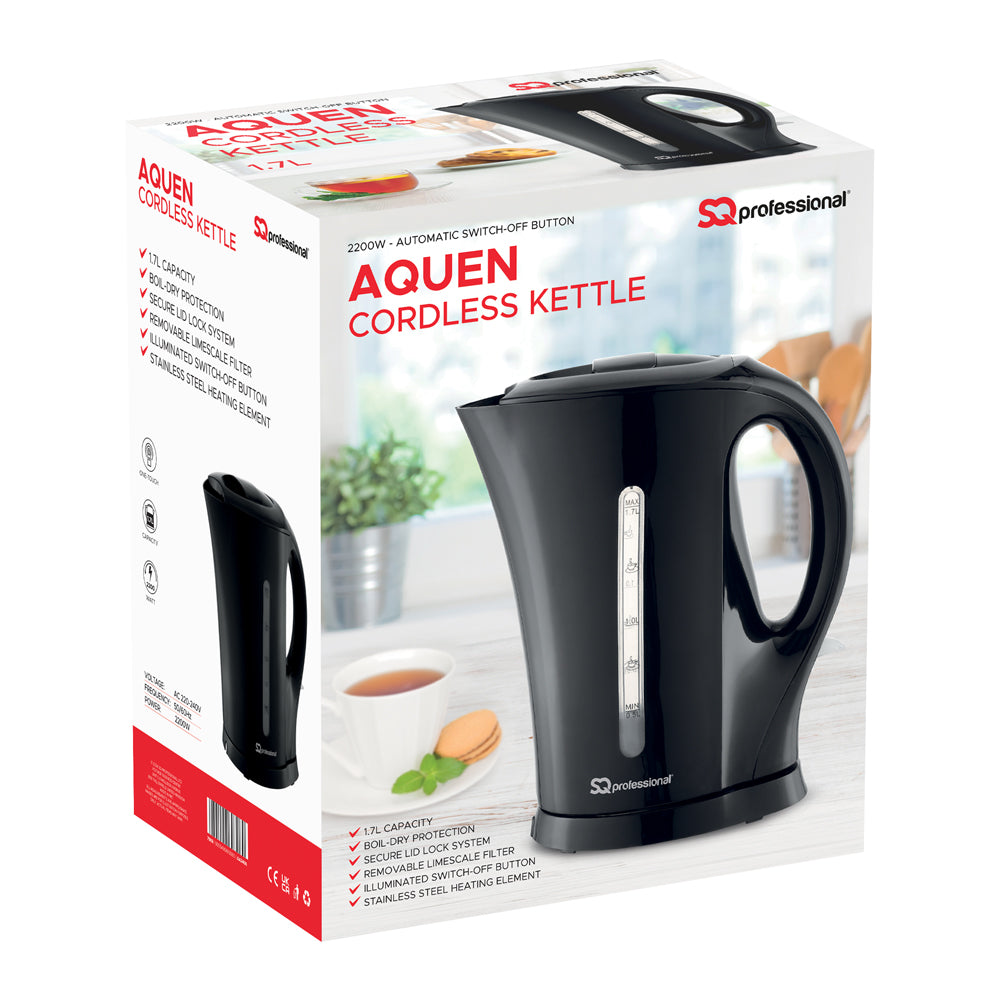 Sq Professional Aquen Plastic Kettle 1.7 Litre 2200W Black