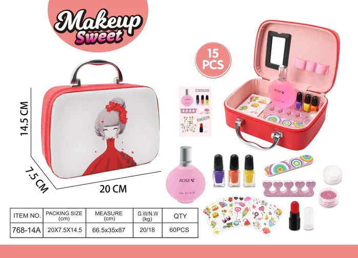 Make Up Dressed Girl 15 Pcs Suitcase Assorted Colours