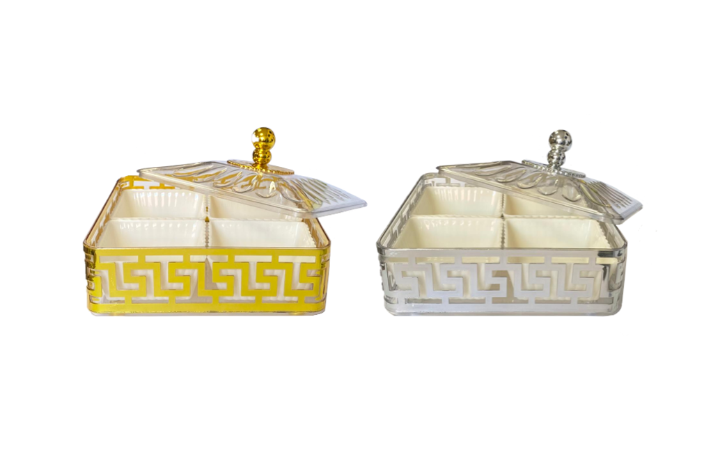 Square Plastic Dry Fruit Nut Sweets Display Storage Container With Lid 21 X 21 X 7.5Cm Assorted Colours