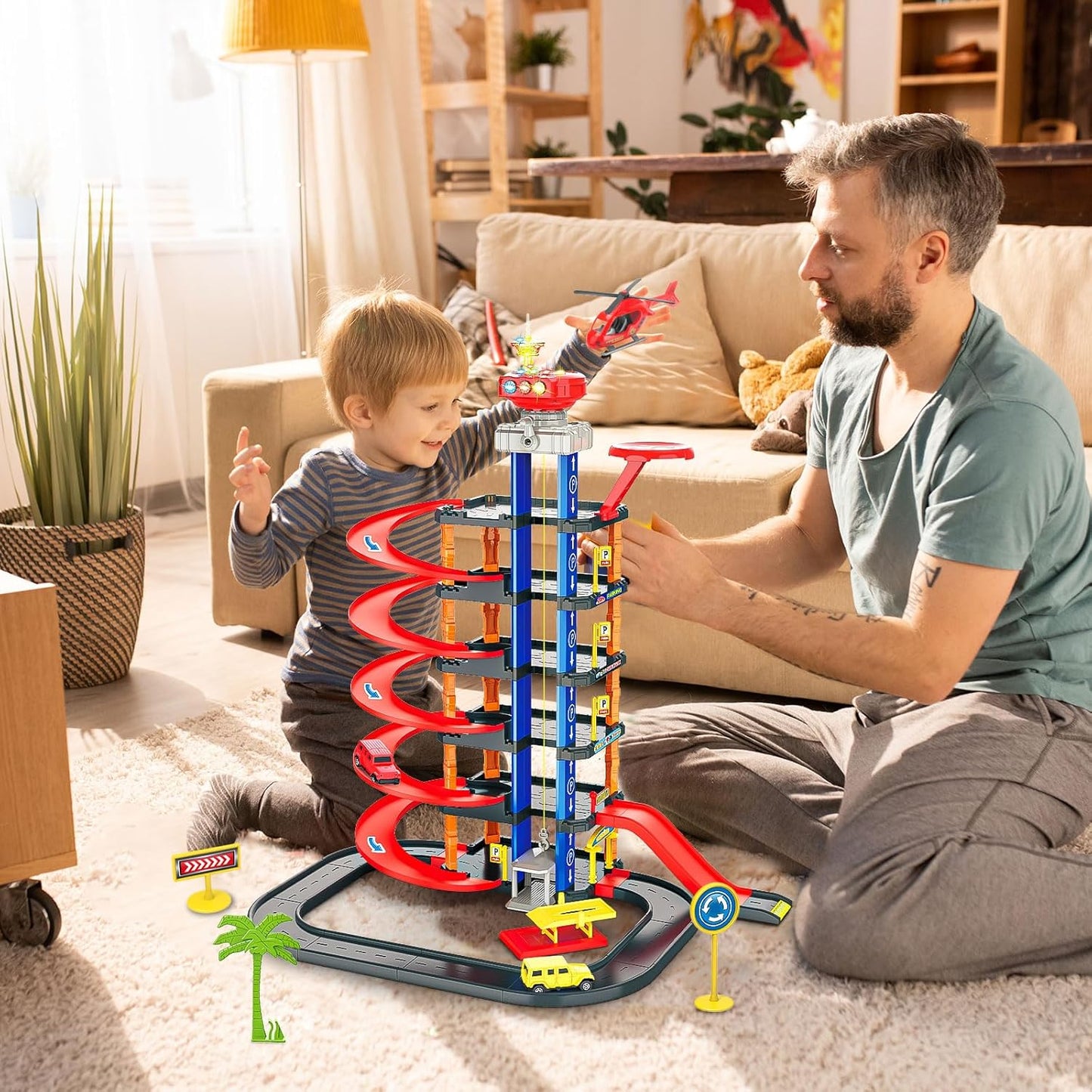 Multi-Storey Toy Car Parking Garage PlaySet for Kids with Sound & Lights - 85 Piece