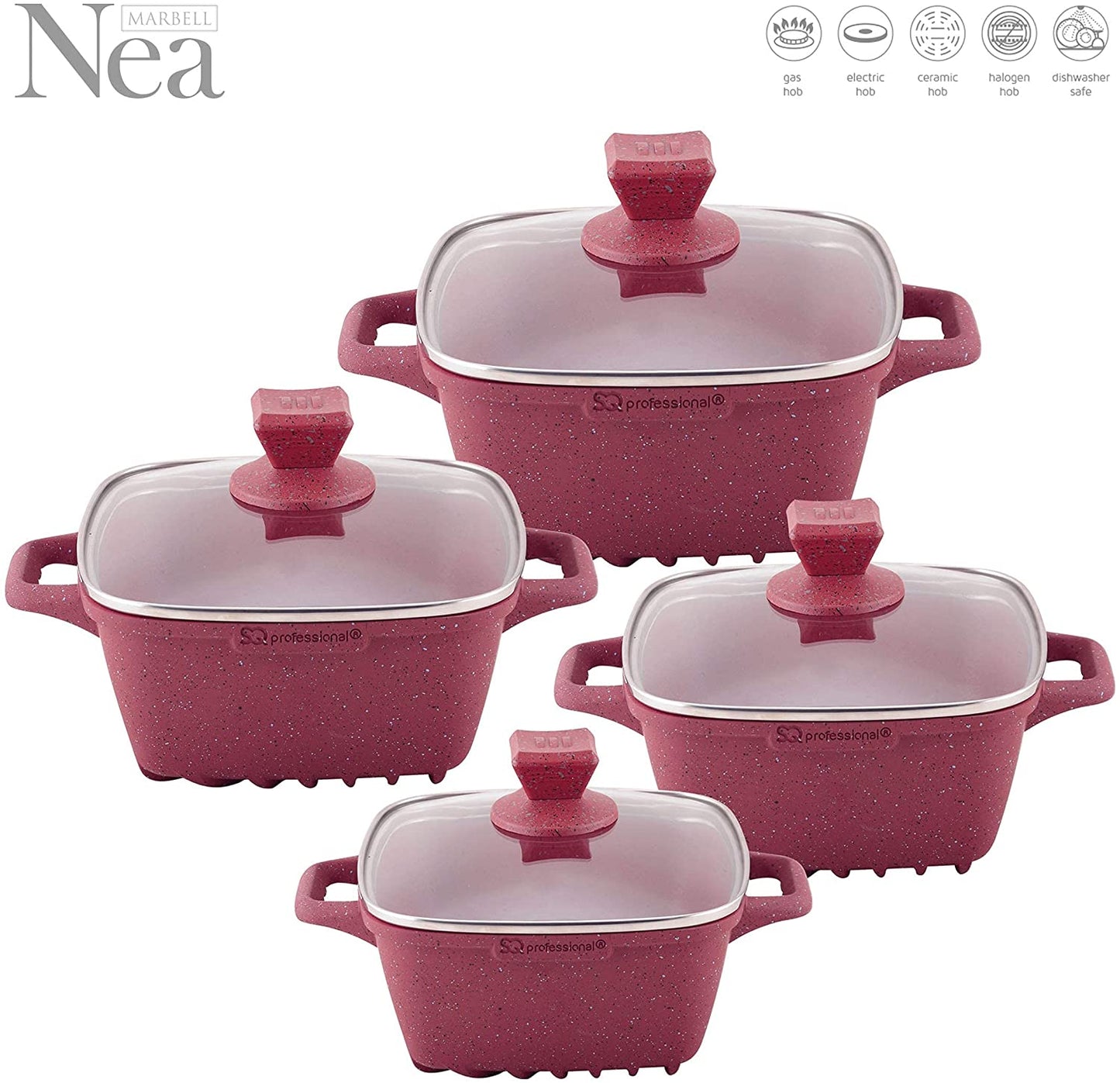 Nea Marbell Square Stockpot Set of 4 Rossa 6902