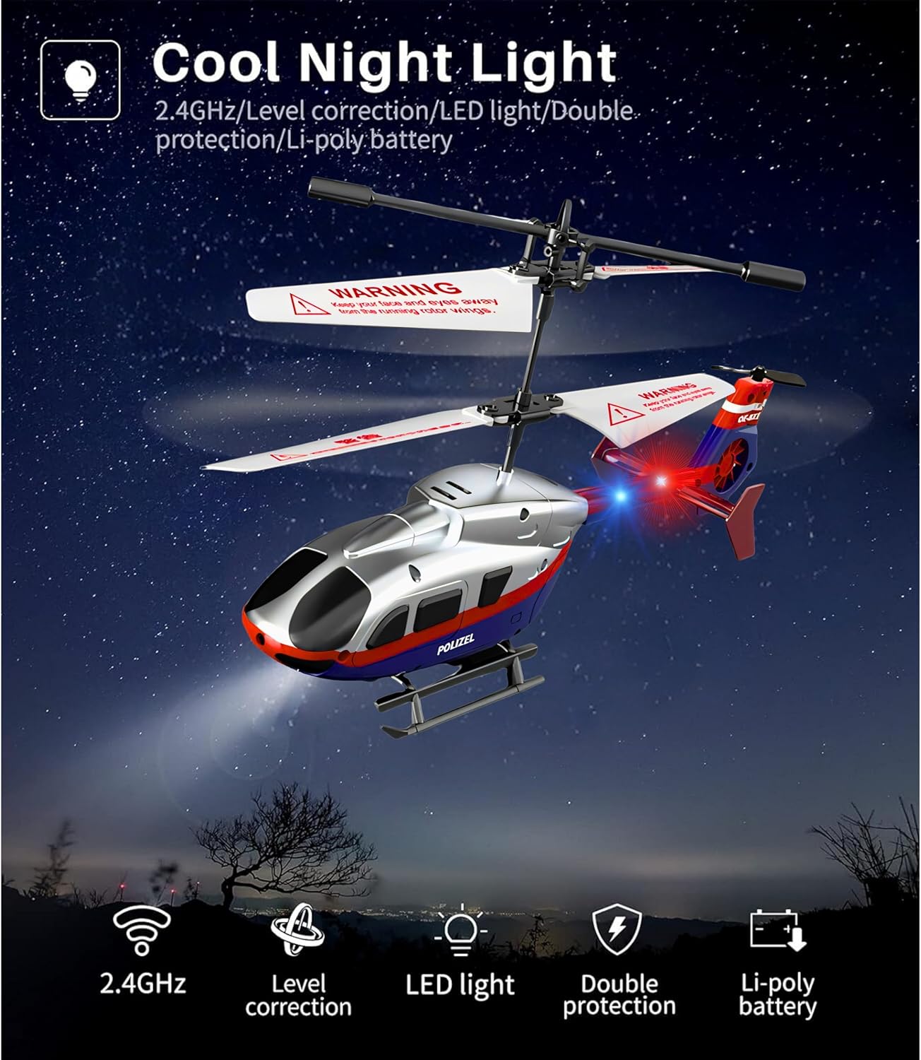 Remote Control Police Helicopter, 2.4Ghz 3.5CH Altitude Hold Helicopter with Gyro Aircraft With LED Lights