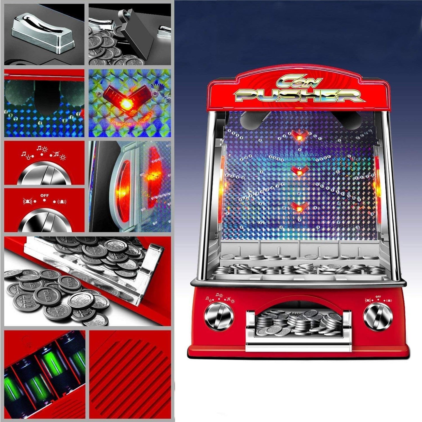 Coin Pusher Slot Arcade Game With Music & Lights