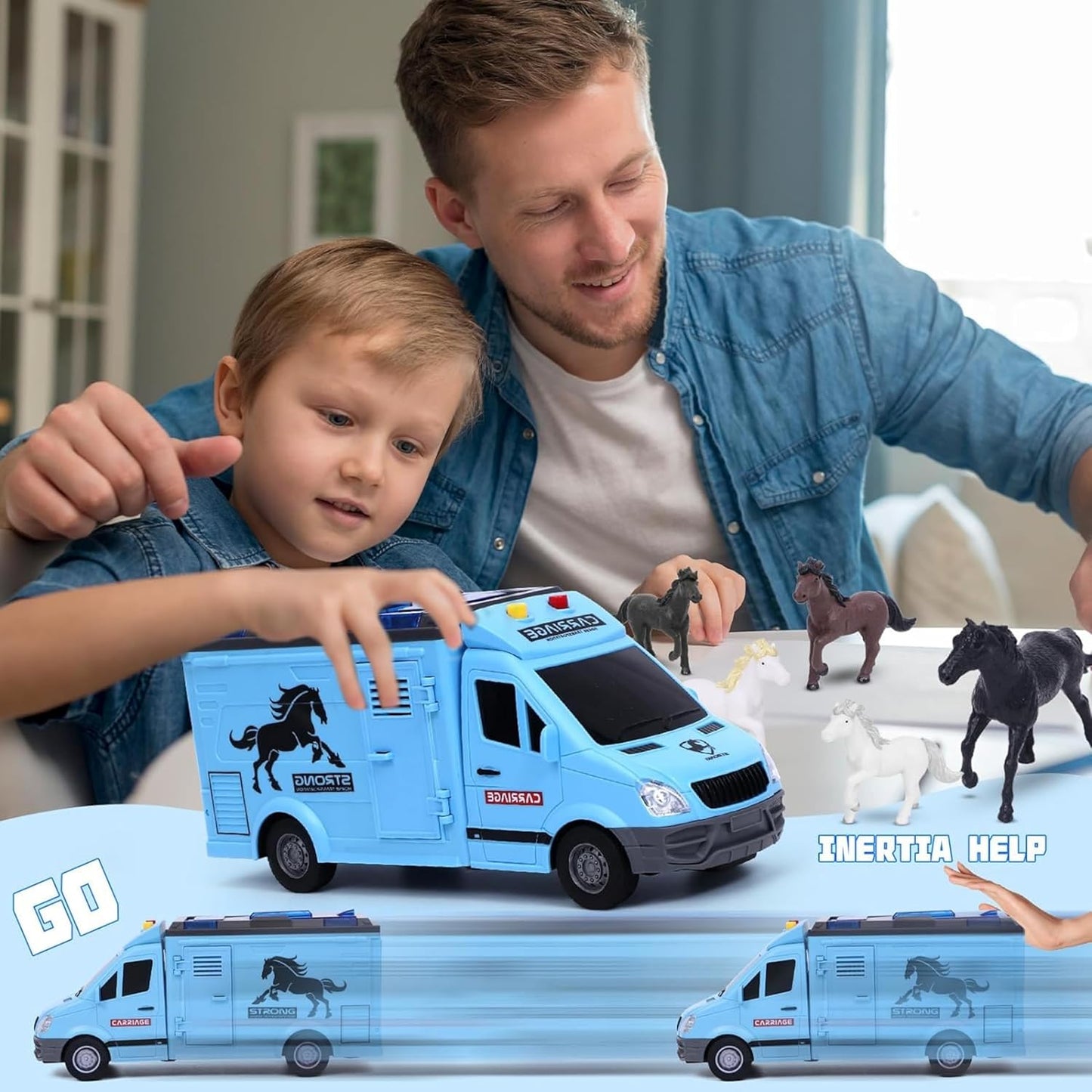 Horse Box Carriage Van Toy With Lights & Sound