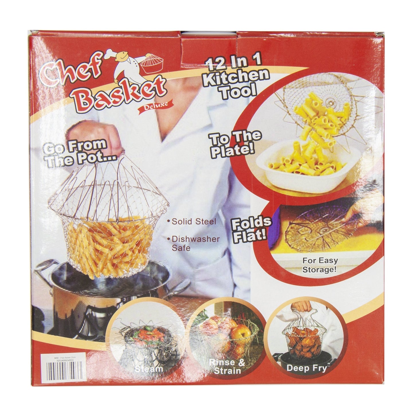 Stainless Steel Deep Frying Folding Chips Basket Easy Cook Folds Flat Easy Storage 23cm 8450