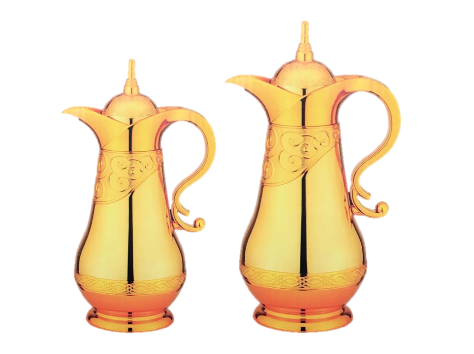 Durane Ornate Vacuum Flask Hot Drink Dispenser Jug Set of 2 Gold 8556