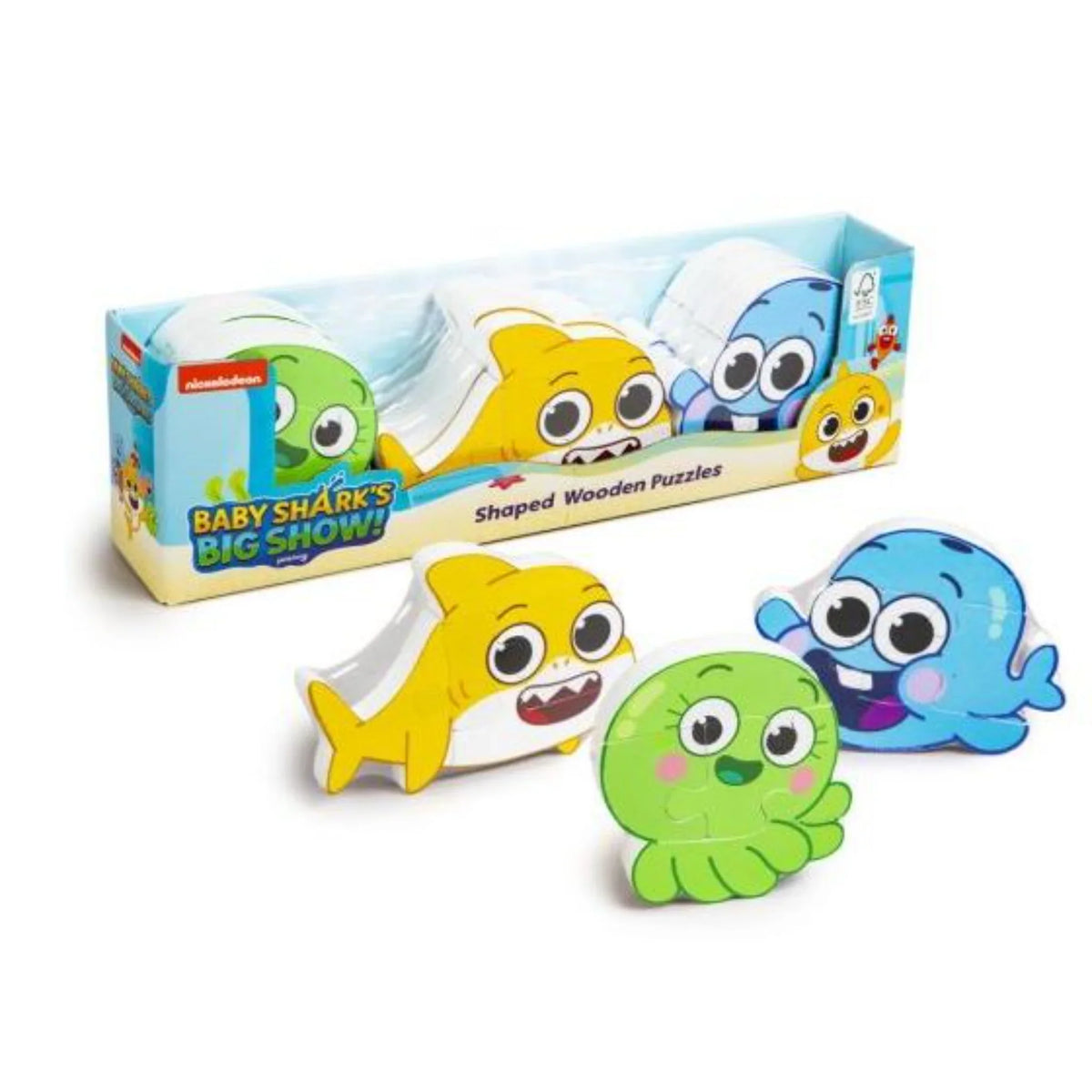 X12 Baby Shark Wooden Shaped Puzzle Assorted