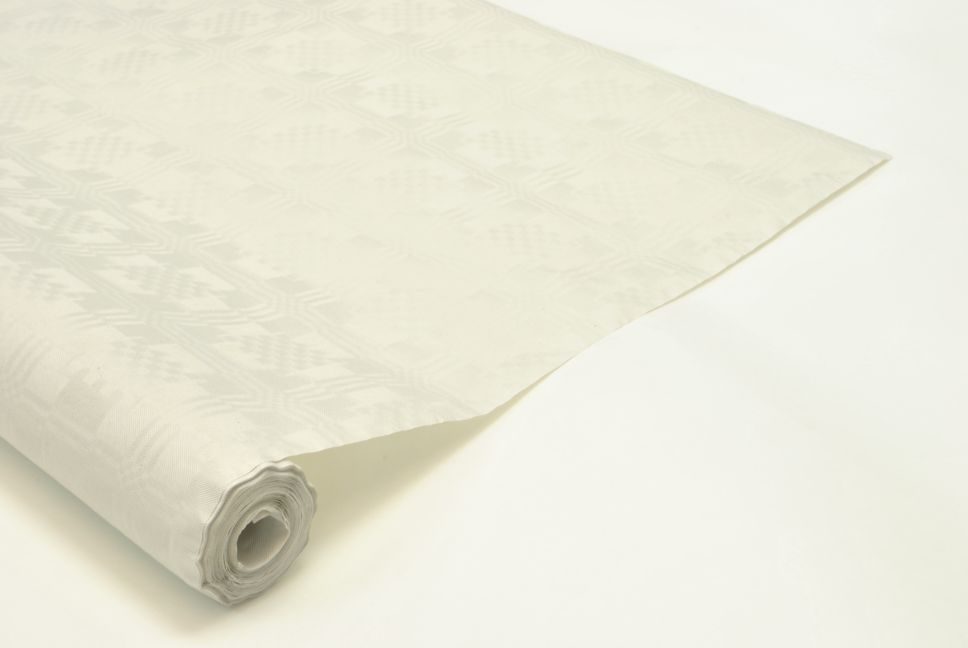 Eco Disposable Paper Table Banquet Roll White Damask 10 x 1.2m 895001