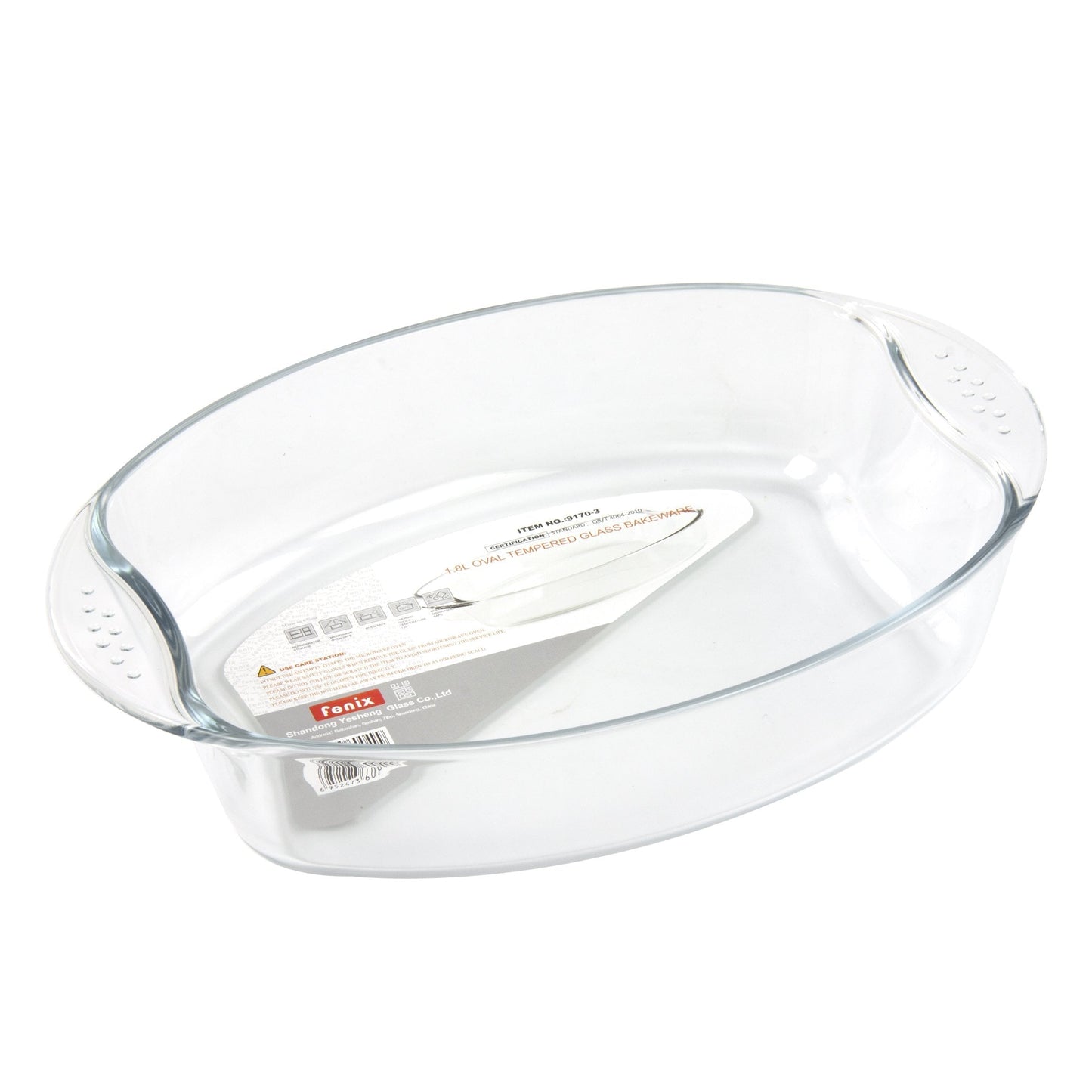 Tempered Glass Oval Roasting Baking Tray Kitchen Dish 1.8 Litre 30 x 21 x 6.5cm 8966
