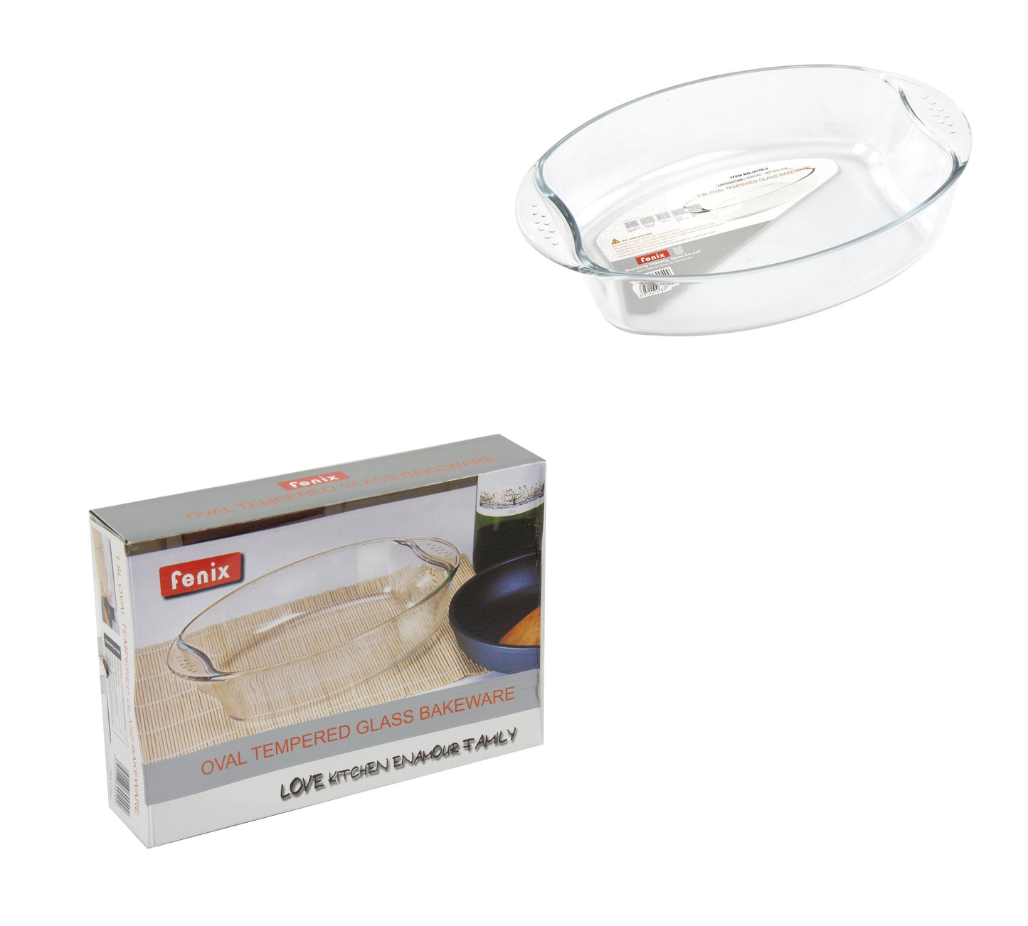 Tempered Glass Oval Roasting Baking Tray Kitchen Dish 1.8 Litre 30 x 21 x 6.5cm 8966