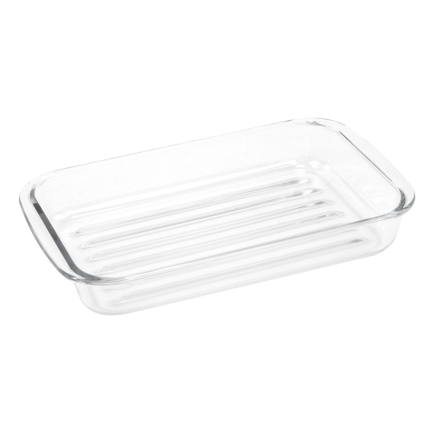 Ribbed Roasting Tempered Glass Baking Cooking Rectangular Dish 2 Litre 34 x 20 x 5.5cm 8970