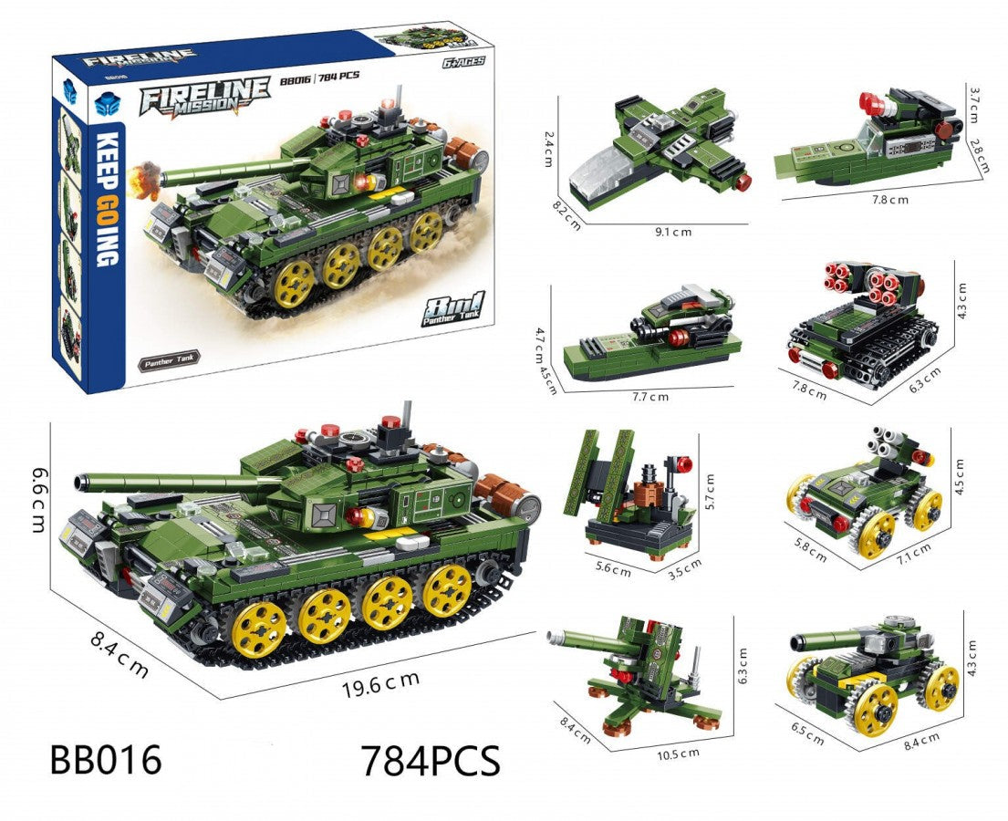 Military Battle Tank 99A Series - 8-In-1 Army Building Blocks Kit