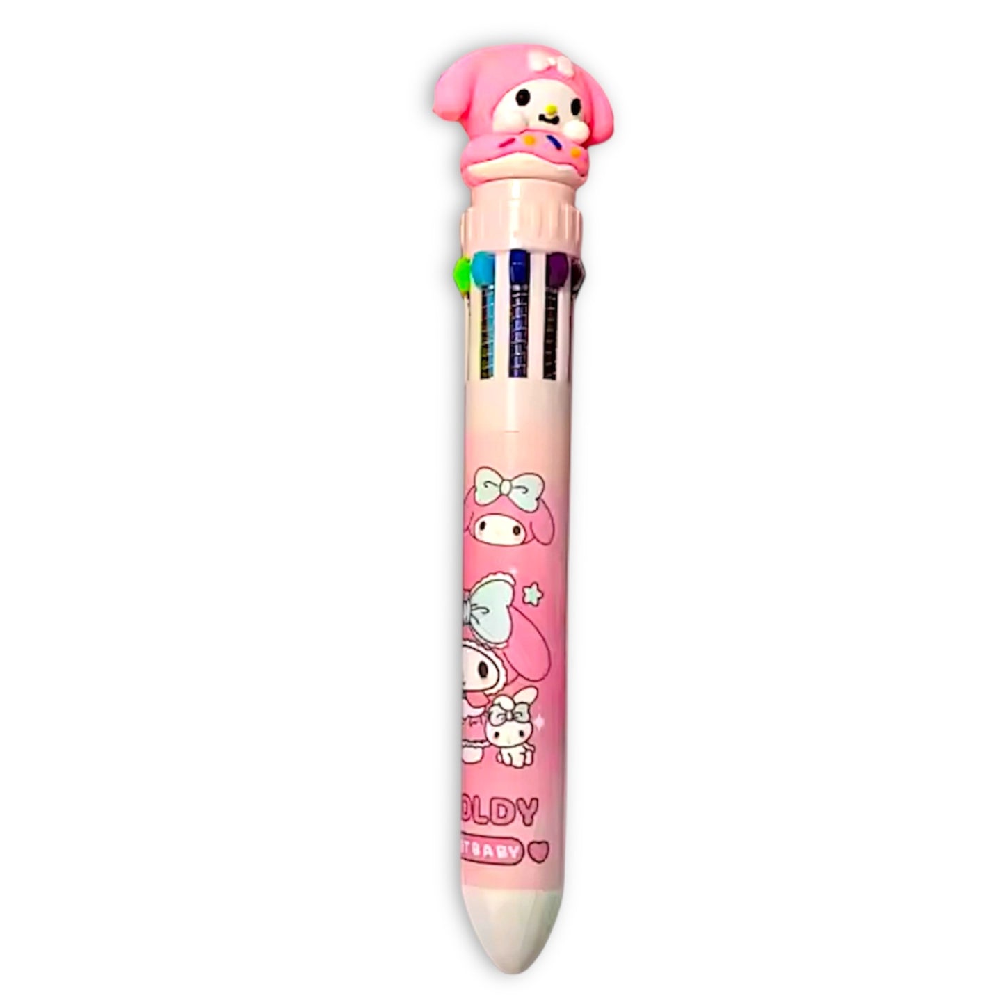 Sanrio Character Jumbo Pen with 10 Changeable Colours - Kuromi Hello Kitty Cinnamoroll Pochacco Pompompurin Style