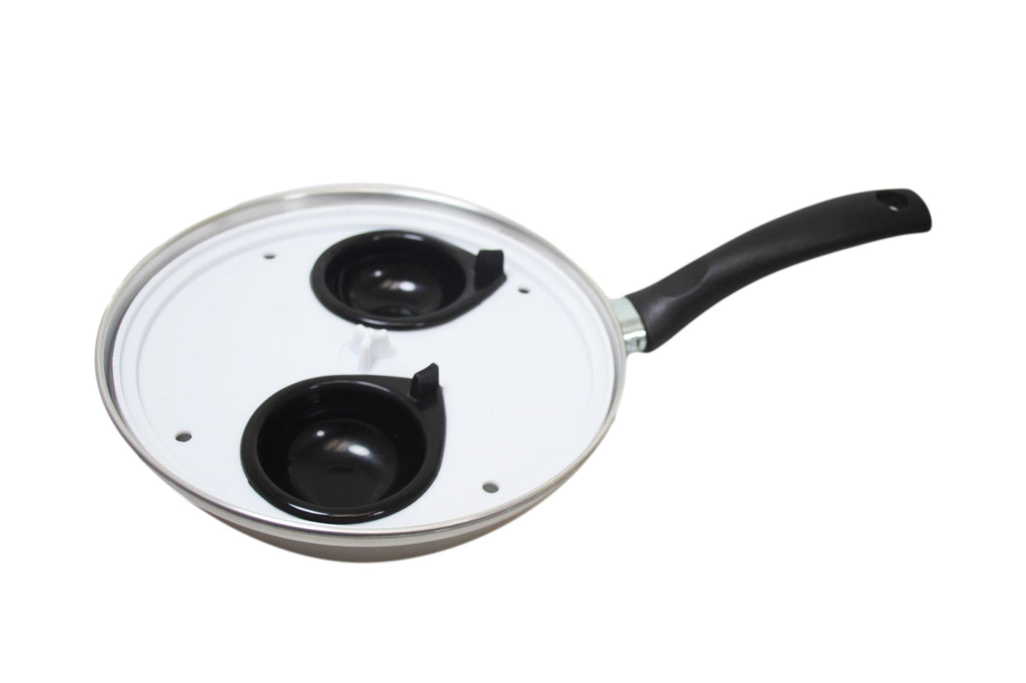 Non Stick Home Kitchen 2 Egg Poacher Pan 20cm With Long Safety Handle Egg Poacher 5.5cm 9103 A