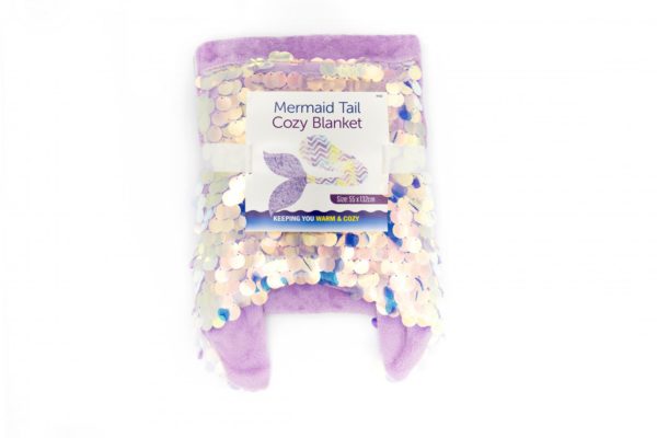 Mermaid Tail Cozy Blanket Plush Solid Purple Sequin Tail 9482