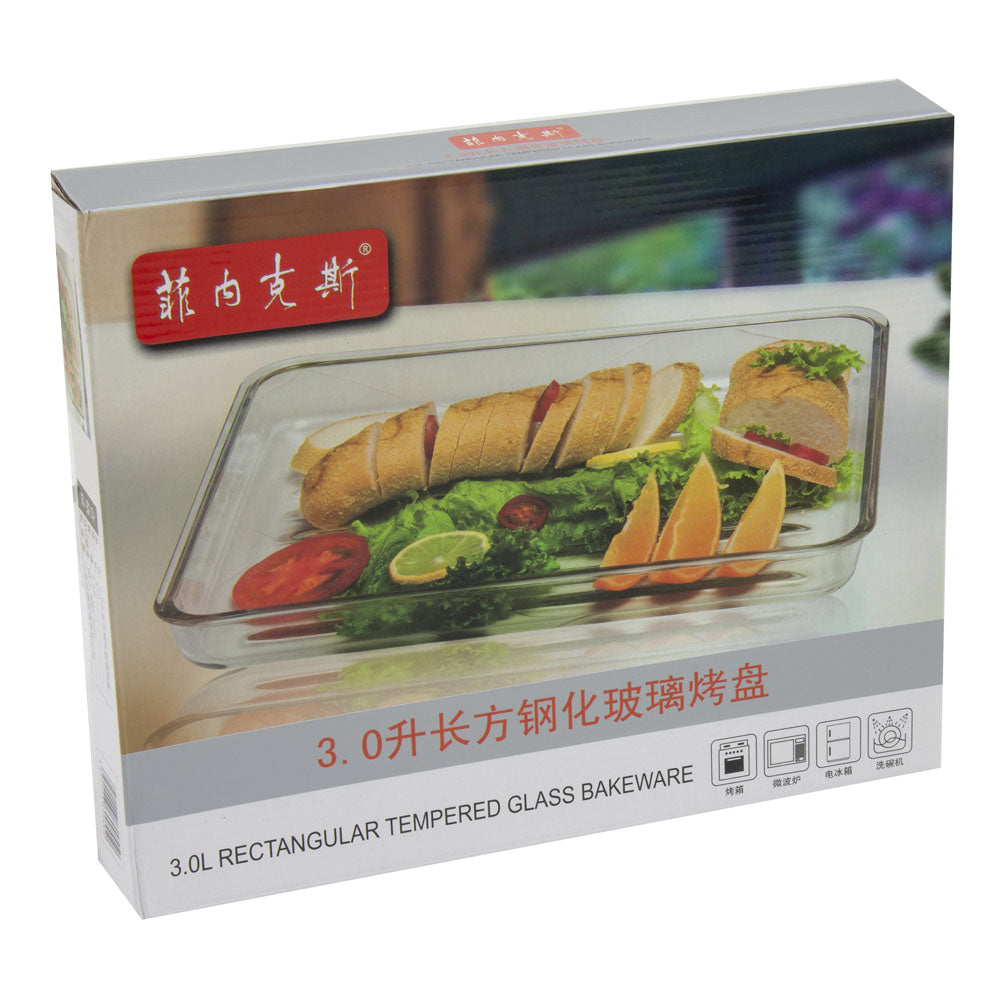 Durane Tempered Glass Ribbed Oven Roasting Tray 3L (Parcel Plus Rate)