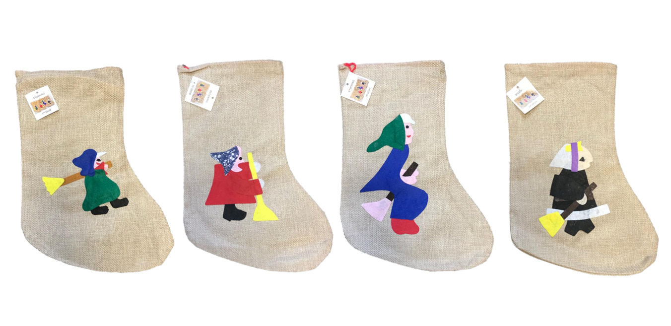 Christmas Jute Burlap Hanging Stocking 17 x 35 cm Assorted Designs 9979