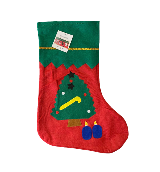 Christmas Festive Red Green Hanging Felt Stocking 32cm Assorted Designs 9980