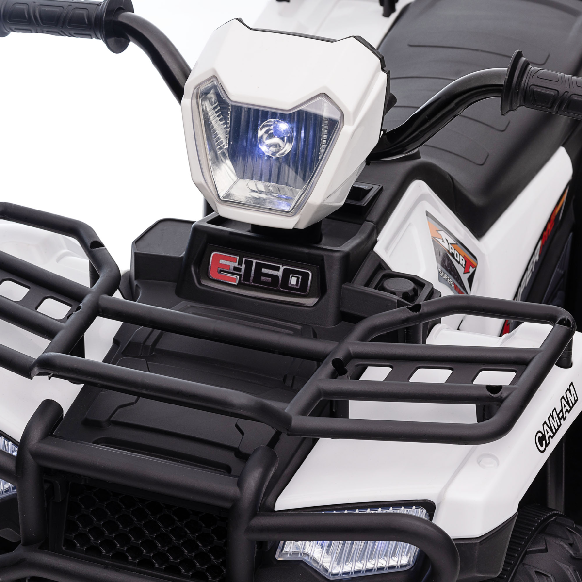 12V Electric Quad Bike for Kids w/ LED Headlights, Music - White