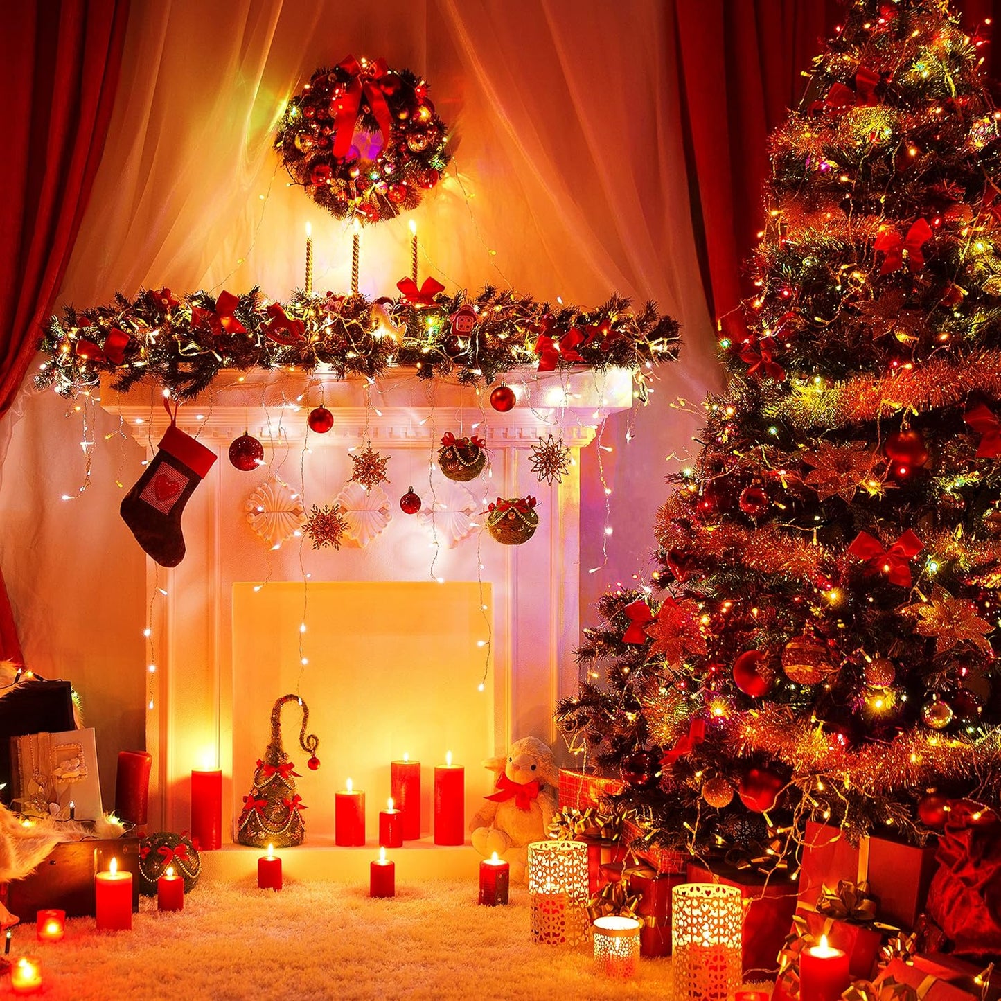 200 Multi Colour LED Christmas Fairy String Chaser Lights