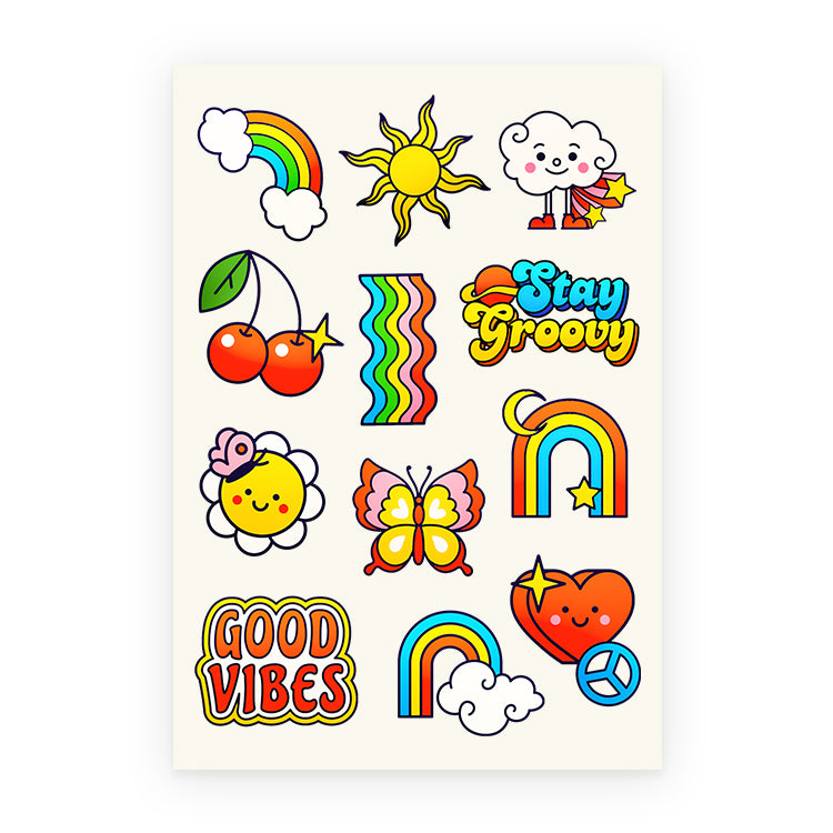Good Vibes Tattoo Sheet ( 12 Tattoos )