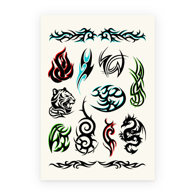 Totally Tribal Tattoo Sheet ( 12 Tattoos )