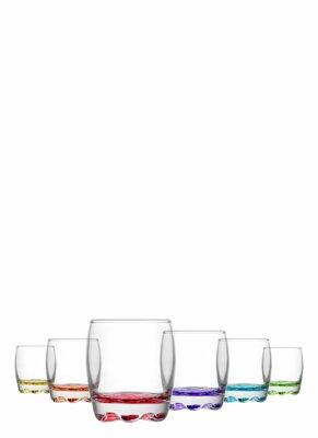 Set Of 6 Boxed PC Adora Coloured Whisky Glasses 290cc ADR15PT068FC