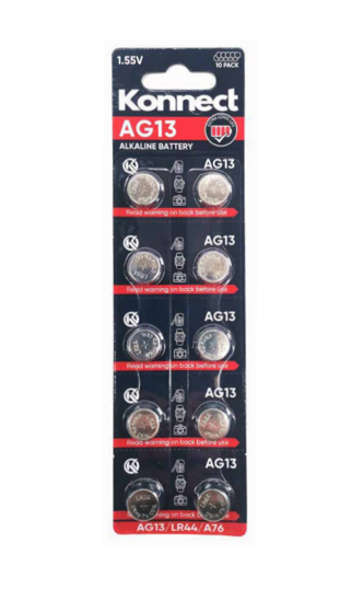 Konnect 10 Pack Alkaline Batteries 1.5v - AG13 - LR44 - AG76