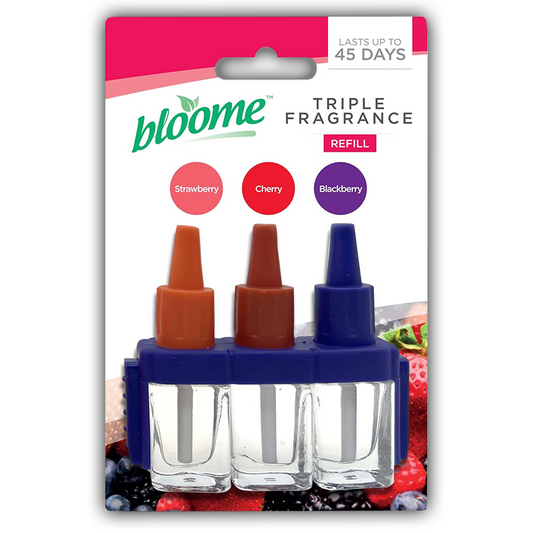 Bloome Air Freshener Triple Fragrance Oil Plug In Refill - Strawberry / Cherry / Blackberry (3Volution Compatible)