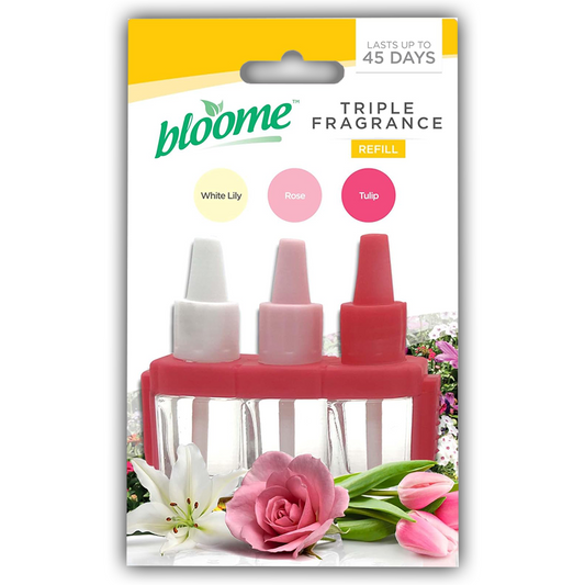 Bloome Air Freshener Triple Fragrance Oil Plug In Refill - White Lily / Rose / Tulip (3Volution Compatible)