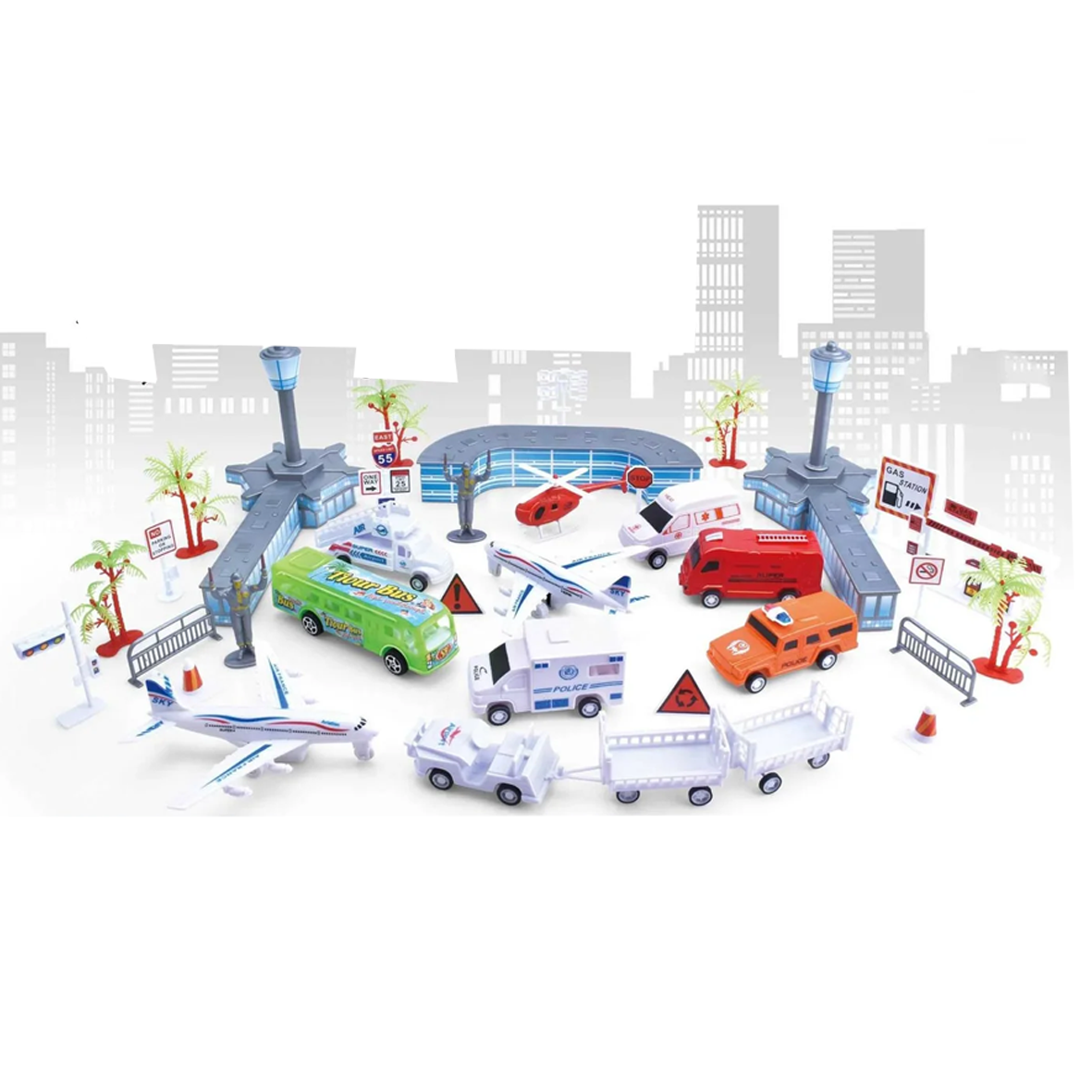 Airport Playset - Create Your Own Scene Set - 39 Pieces