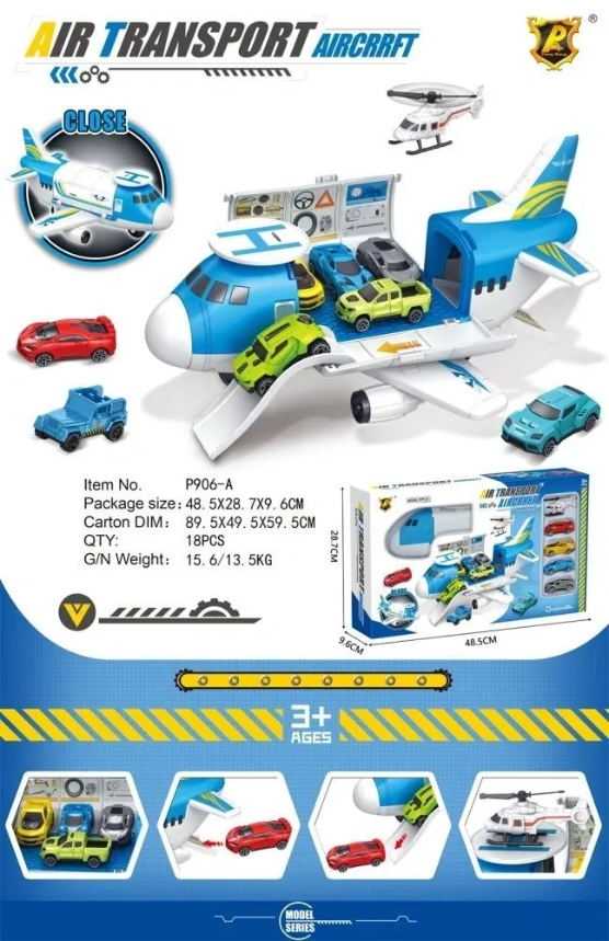 Airplane Transport Car Toy Set including Vehicles 2 in 1