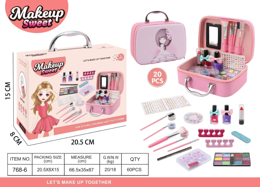 Girls 20 Piece Pretend play Make Up Suitcase Vanity Case Set