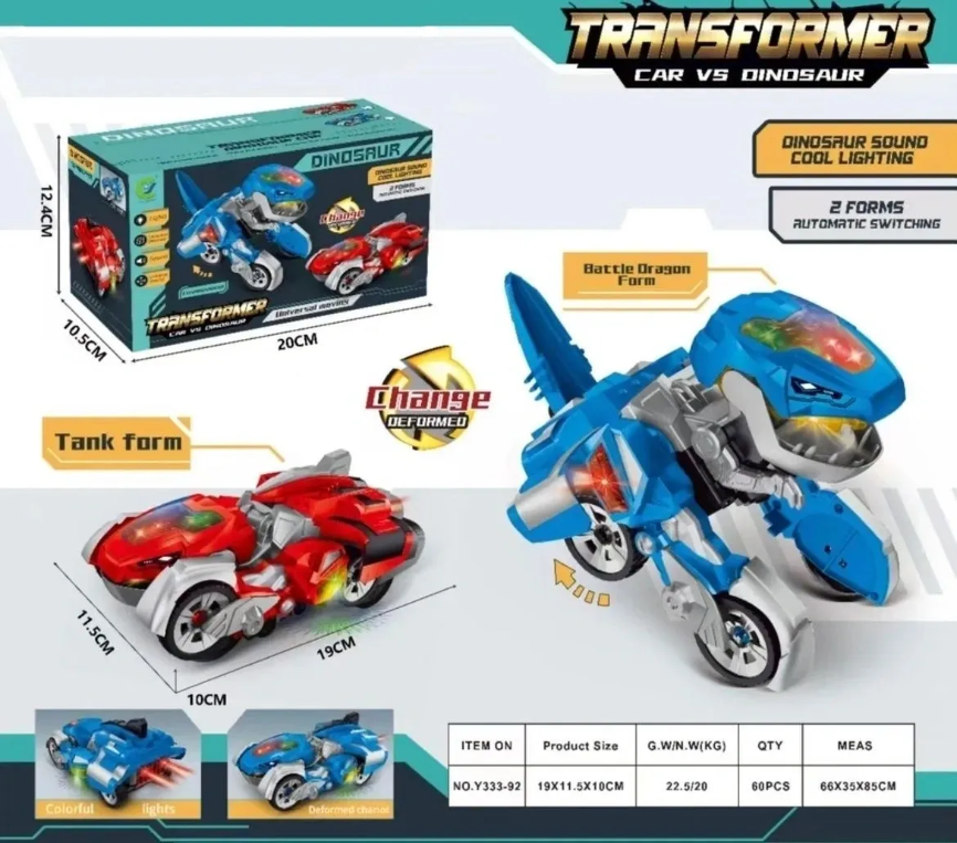 Transforming Dinosaur Sports Car Deformation Robot with Lights & Sound