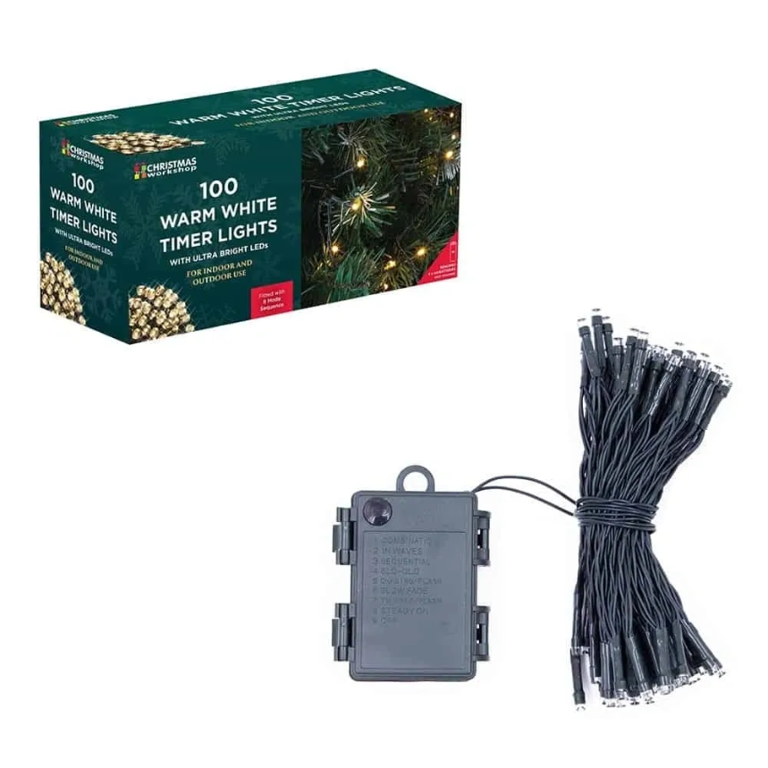 100 LED Warm White Battery Operated Fairy Tree Decorative String Lights