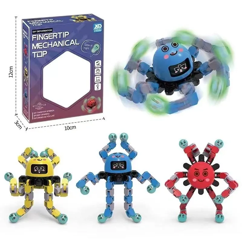 Octopus Spinner With Whacky Track Arms Glow In The Dark Assorted(for 6)