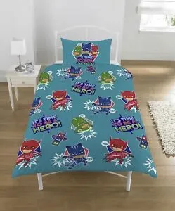 PJ Masks Single Duvet Cover Reversible Bedding Set ' It's Time To Be A Hero