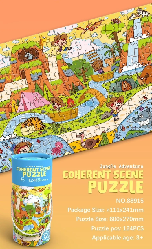 Jungle Theme Jigsaw Puzzle Tube - 124 Pieces