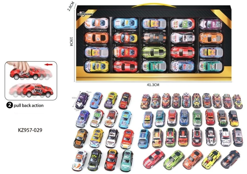 Toy Cars 20 Pack Pull Back Friction Collection