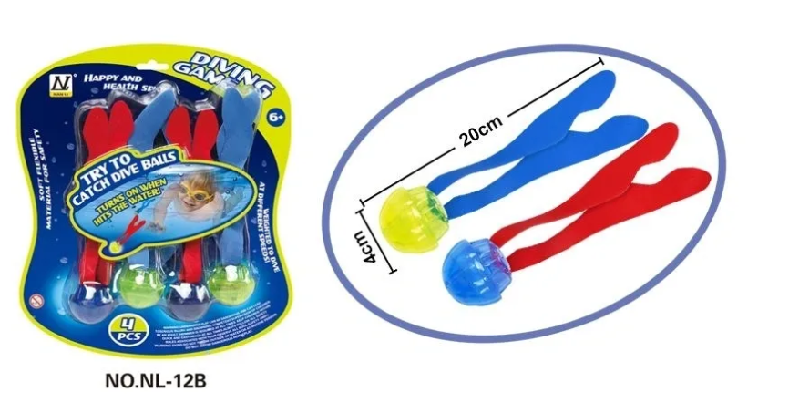 Underwater Light Up Diving Toys Dive Ring/Torpedo/Sticks Swimming Pool Game Diving Game - 4 Pack