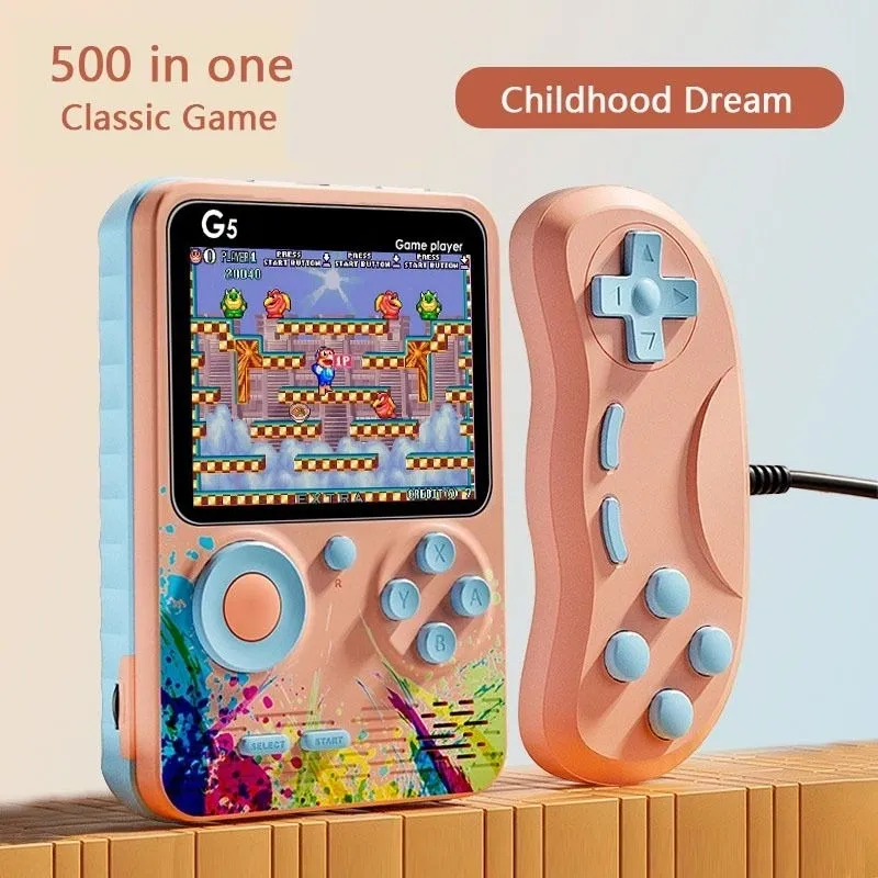 Handheld Classic Games Console 500 in 1 - Rechargeable Multicoloured + Controller
