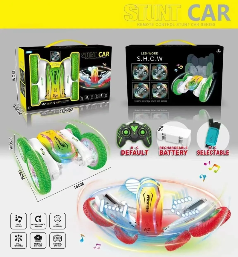 Remote Control LED Word Show 360 Spinning Light Up Stunt Car